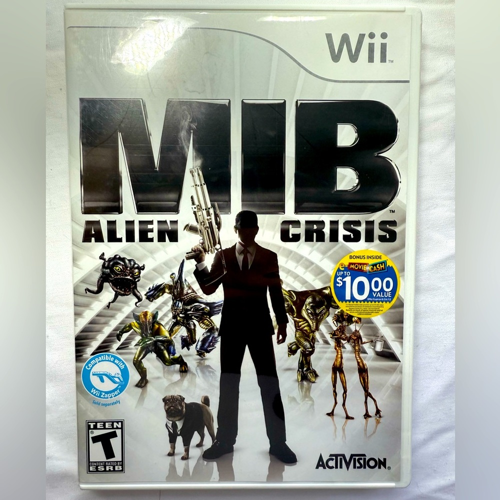 Nintendo Wii - Men In Black (MIB): Alien Crisis, 2012. Video Game w/ Manual.